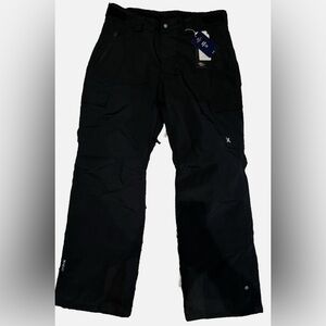 Hurley Donner Cargo Pocket Insulated Snowboard Pants LARGE Mens Black